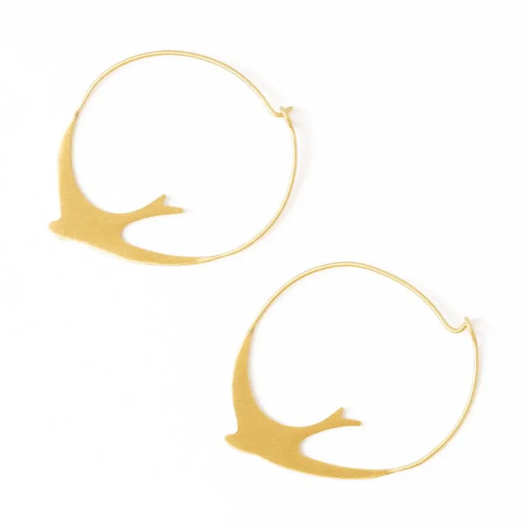 Amelia Circle Bird Hoop Earrings