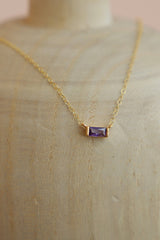 Floating Amethyst CZ Baguette Necklace