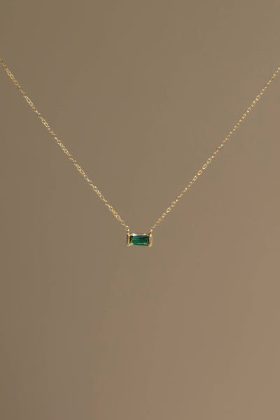 Floating Emerald CZ Baguette Necklace