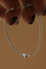 Beaded Heart Bracelet - Silver