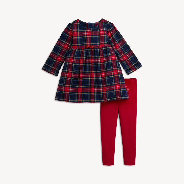Holiday Plaid Flannel Dress + Legging Set