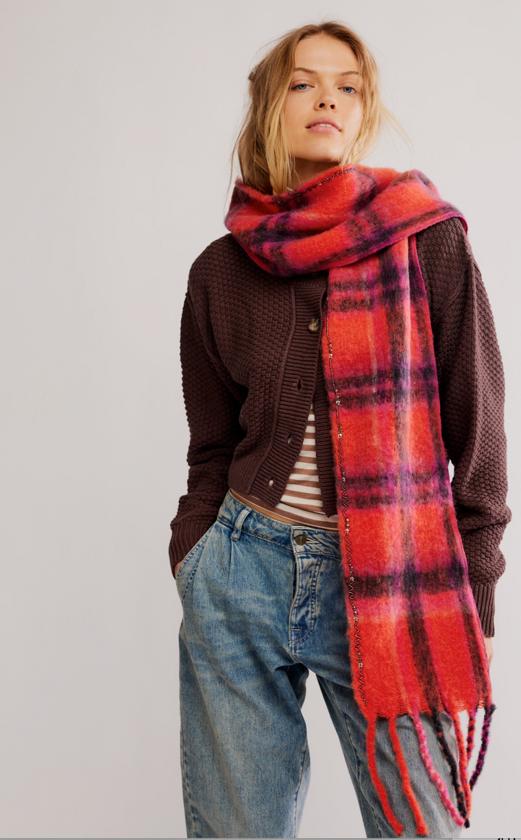 Highland Plaid Skinny Scarf
