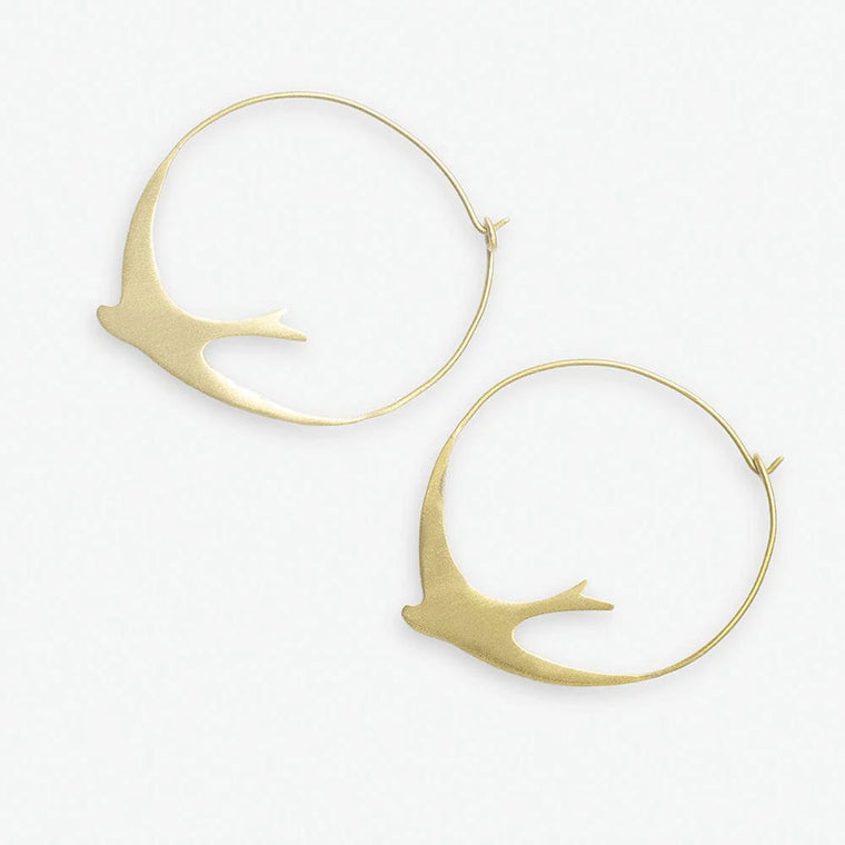 Amelia Circle Bird Hoop Earrings