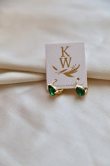 Crystal Teardrop Huggies - Emerald