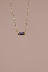 Floating Amethyst CZ Baguette Necklace