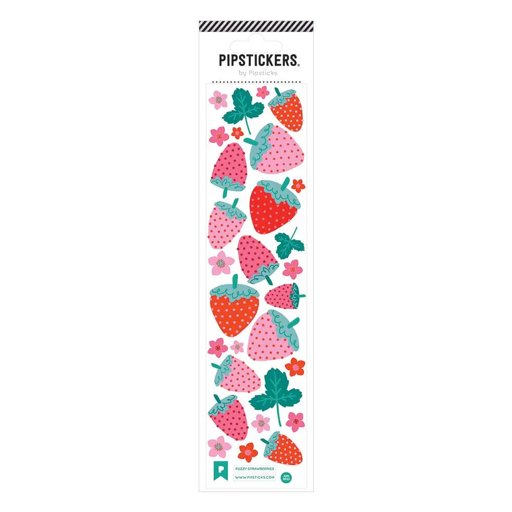 Fuzzy Strawberry Stickers