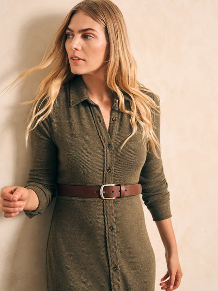 Legend Sweater Maxi Dress - Olive Melange Twill