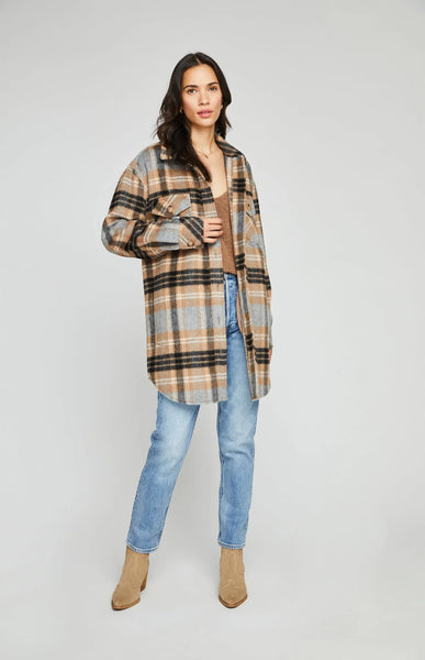 Leighton Shacket - Sand Plaid - FINAL SALE