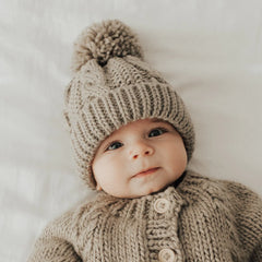 Cable Beanie - Pebble