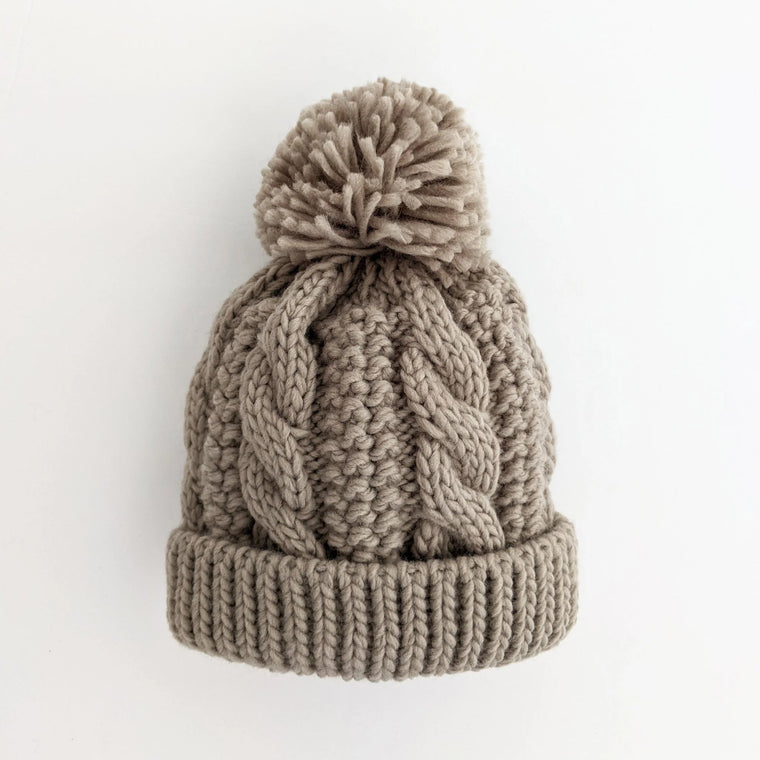 Cable Beanie - Pebble