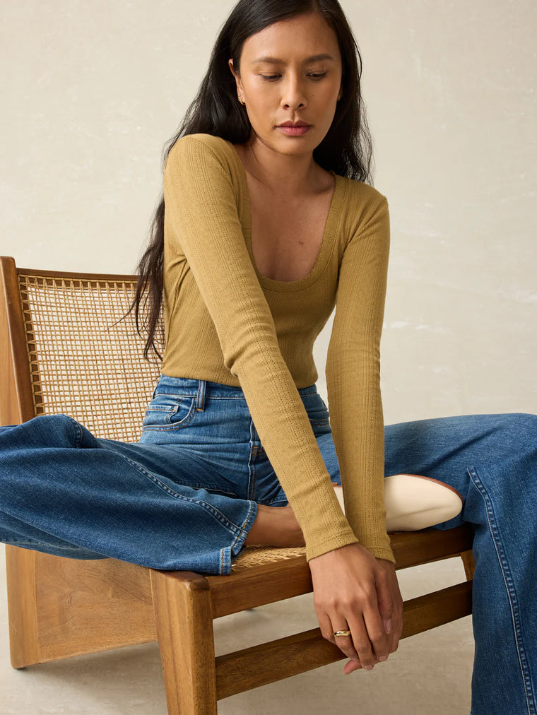 Pacific Pointelle Scoopneck - Antique Bronze