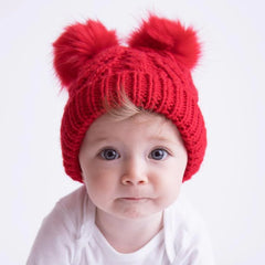 Double Pom Beanie - Red