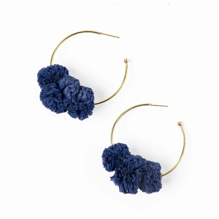 Rita Raffia Pom Earrings